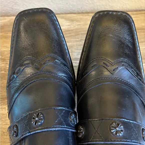 Mark Nason Lounge U Rock Black Leather Studded Mens Loafers Shoes