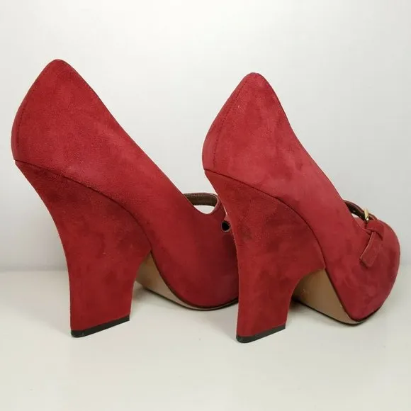 Marni women shoes Burgundy Red Suede Mary Jane