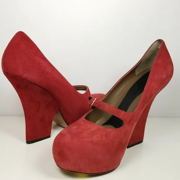 Marni women shoes Burgundy Red Suede Mary Jane