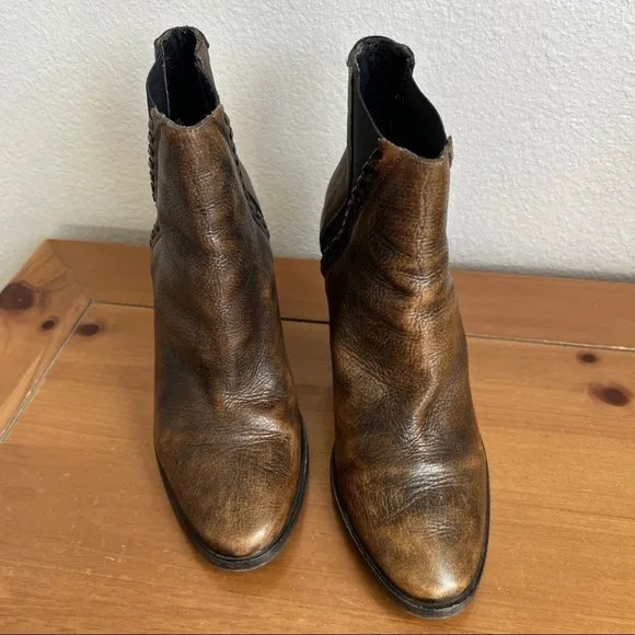 MATISSE Anthropologie Cooper Ankle Boots Brown Leather Booties Sz 8 Spain