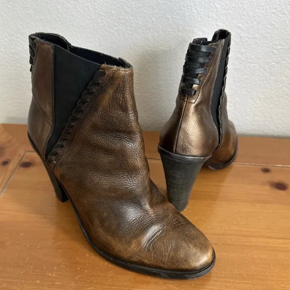 MATISSE Anthropologie Cooper Ankle Boots Brown Leather Booties Sz 8 Spain