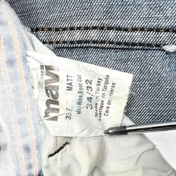 Mavi Mens Jeans Matt Straight Leg Distressed Raw‎ Hem Blue Zip Fly Sz 34/32