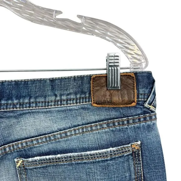 Mavi Mens Jeans Matt Straight Leg Distressed Raw‎ Hem Blue Zip Fly Sz 34/32