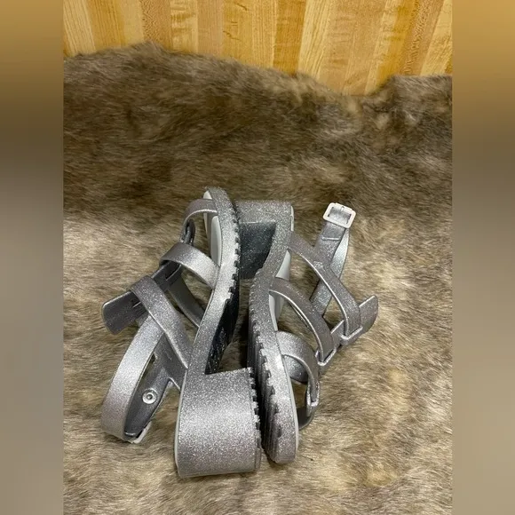 Melissa Mel Dreamed  Girls Silver Glitter Sandals