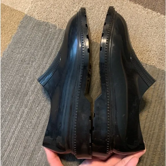 Melissa Scented Rain Shoes Preppy Rubber Slip on   Ankle Boots Black Patent 8
