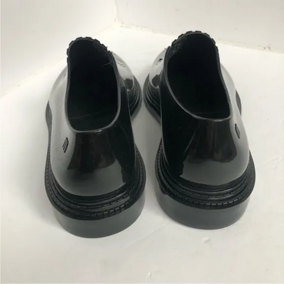 Melissa Scented Rain Shoes Preppy Rubber Slip on   Ankle Boots Black Patent 8