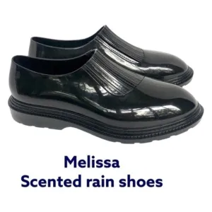 Melissa Scented Rain Shoes Preppy Rubber Slip on   Ankle Boots Black Patent 8