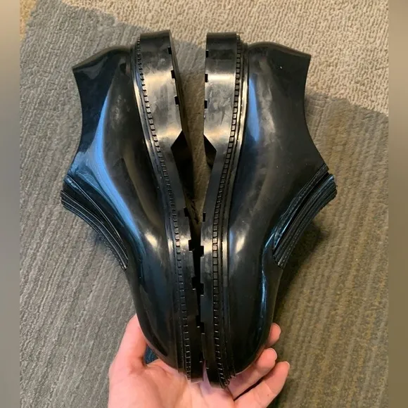 Melissa Scented Rain Shoes Preppy Rubber Slip on   Ankle Boots Black Patent 8