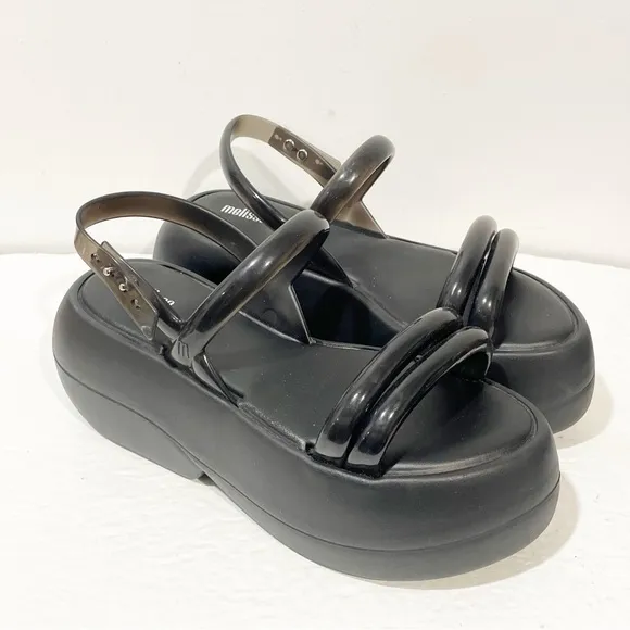 Melissa Women's Size 9 Black Air Bubble Platform Sandal Shoes