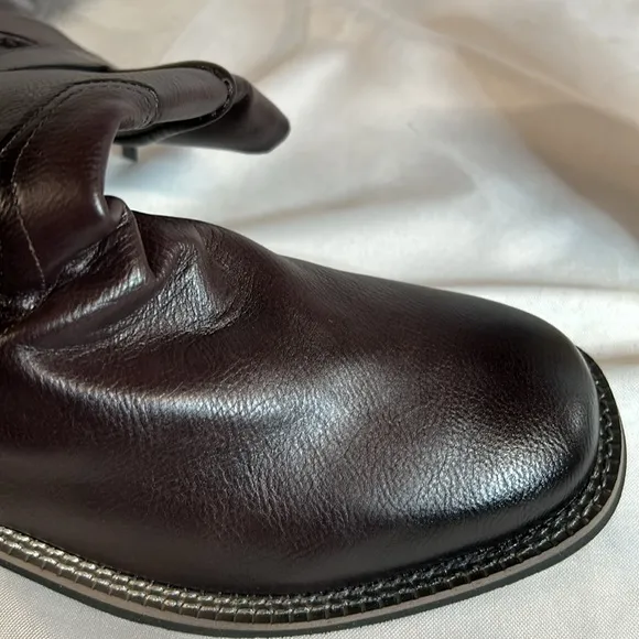 Men Cowboy Zip Up Boots. Vegan Leather.  Rubber Sole Size 10. Brown NWT