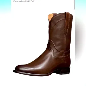 Men Cowboy Zip Up Boots. Vegan Leather.  Rubber Sole Size 10. Brown NWT