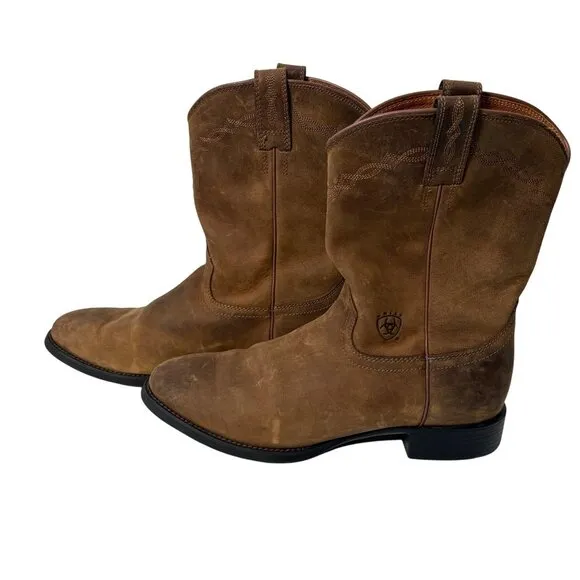 Mens Ariat Heritage Roper Distressed Brown Round Toe Western Boots Sz 12 D 12D
