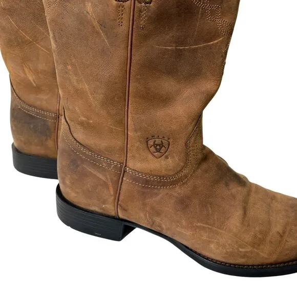 Mens Ariat Heritage Roper Distressed Brown Round Toe Western Boots Sz 12 D 12D