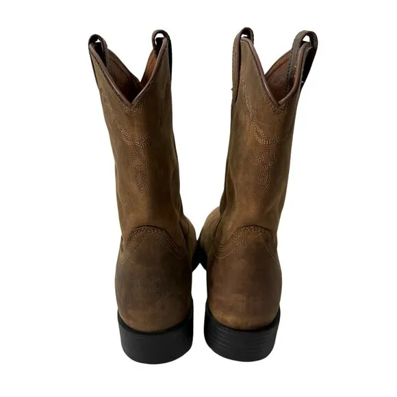 Mens Ariat Heritage Roper Distressed Brown Round Toe Western Boots Sz 12 D 12D