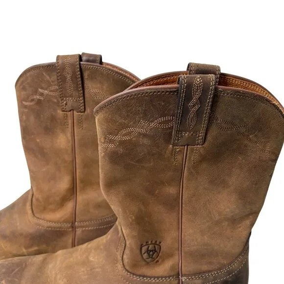 Mens Ariat Heritage Roper Distressed Brown Round Toe Western Boots Sz 12 D 12D