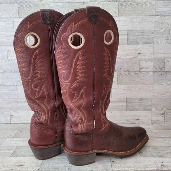 Men's Ariat Roughstock Western Brown Leather Tall Shaft Cowboy Boots Size 8 D