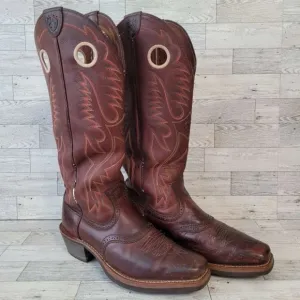 Men's Ariat Roughstock Western Brown Leather Tall Shaft Cowboy Boots Size 8 D