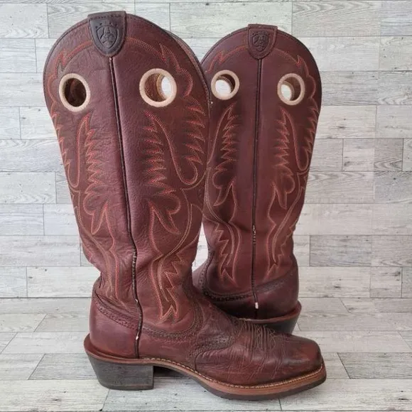 Men's Ariat Roughstock Western Brown Leather Tall Shaft Cowboy Boots Size 8 D