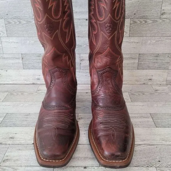 Men's Ariat Roughstock Western Brown Leather Tall Shaft Cowboy Boots Size 8 D