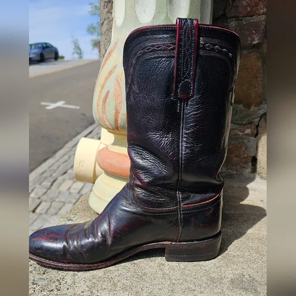 Men's, Black,Red, Cowboy, Boots, Travel, Work, Everyday, Leather, 2000, Outdoors