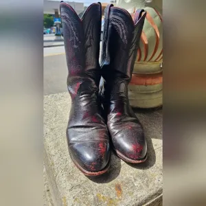 Men's, Black,Red, Cowboy, Boots, Travel, Work, Everyday, Leather, 2000, Outdoors