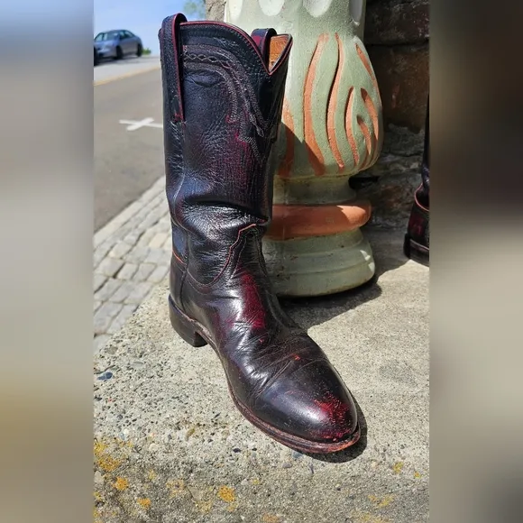 Men's, Black,Red, Cowboy, Boots, Travel, Work, Everyday, Leather, 2000, Outdoors
