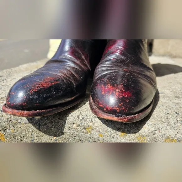 Men's, Black,Red, Cowboy, Boots, Travel, Work, Everyday, Leather, 2000, Outdoors