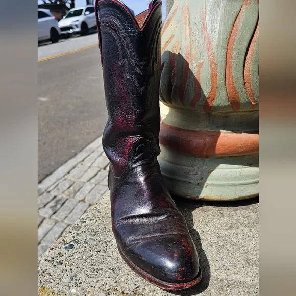 Men's, Black,Red, Cowboy, Boots, Travel, Work, Everyday, Leather, 2000, Outdoors