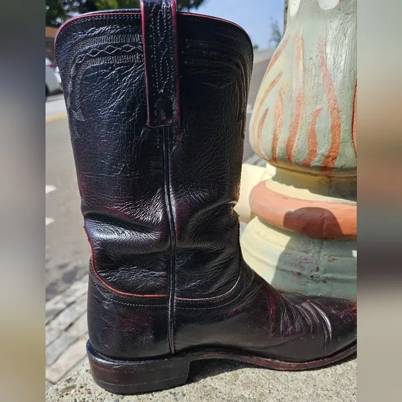 Men's, Black,Red, Cowboy, Boots, Travel, Work, Everyday, Leather, 2000, Outdoors