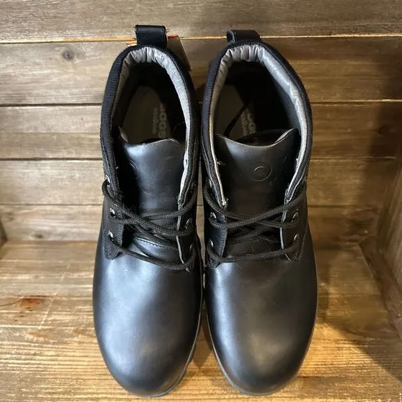 Mens Bogs Black Leather Lace Waterproof‎ Classic Casual Chukka Boots Size 13 NWT