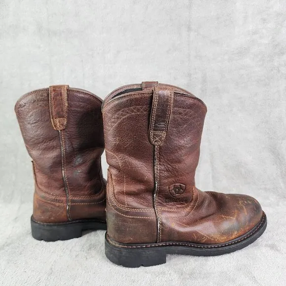 Mens Brown Leather Ariat Sierra Steel Toe Work Boots Waterproof Size 10D