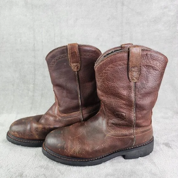 Mens Brown Leather Ariat Sierra Steel Toe Work Boots Waterproof Size 10D