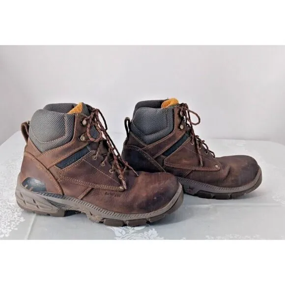 Mens Carolina C5540 Leather Work Boots Size 11.5 D Steel Toed Rugged Brown