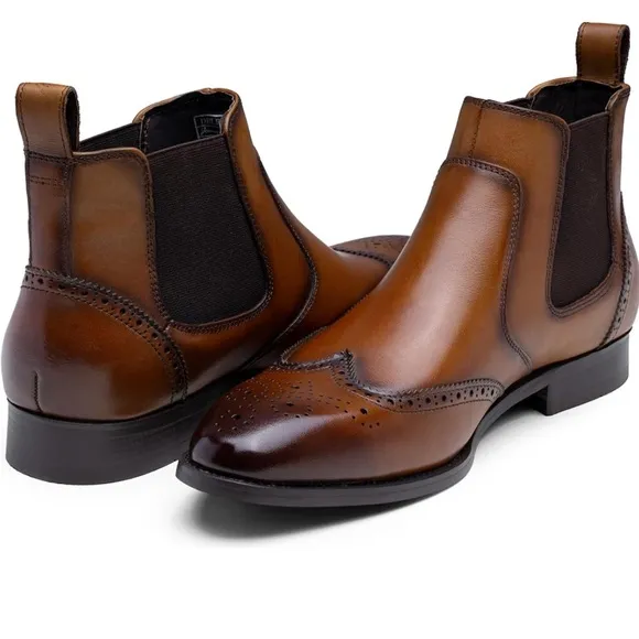 Men's Chelsea Boots Polished Premium Leather Ankle Dress Boots 12