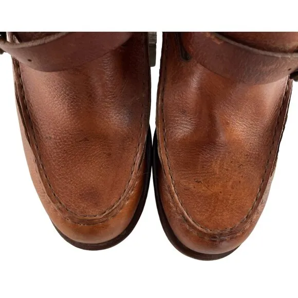 Men's Chippewa Cutter Snake USA Brown Leather Moc Toe Work Boots Size 8.5 D