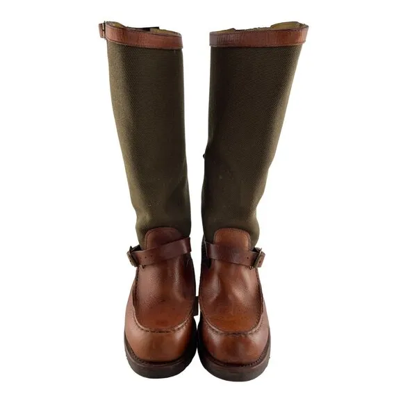 Men's Chippewa Cutter Snake USA Brown Leather Moc Toe Work Boots Size 8.5 D