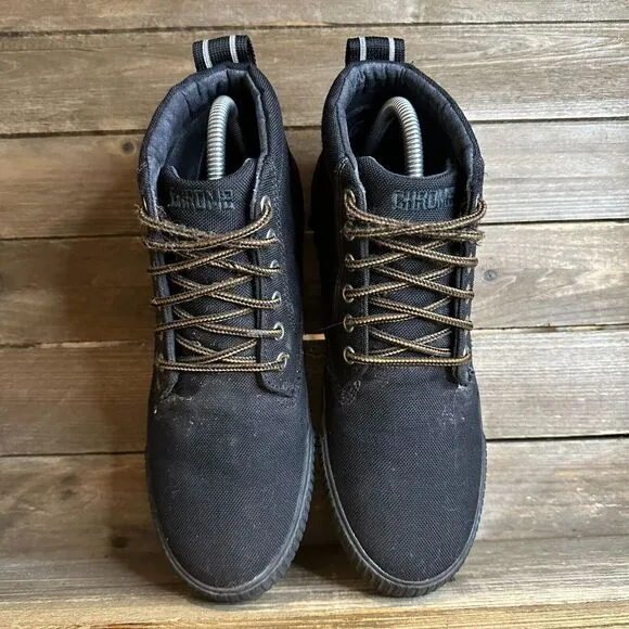 Mens Chrome 415 Traction Black Canvas Mid Lace Up Work Boots Sneakers Size 7.5 D