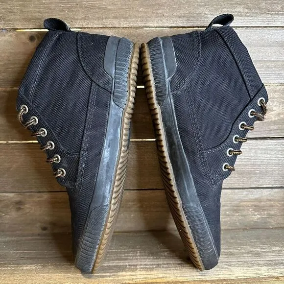 Mens Chrome 415 Traction Black Canvas Mid Lace Up Work Boots Sneakers Size 7.5 D
