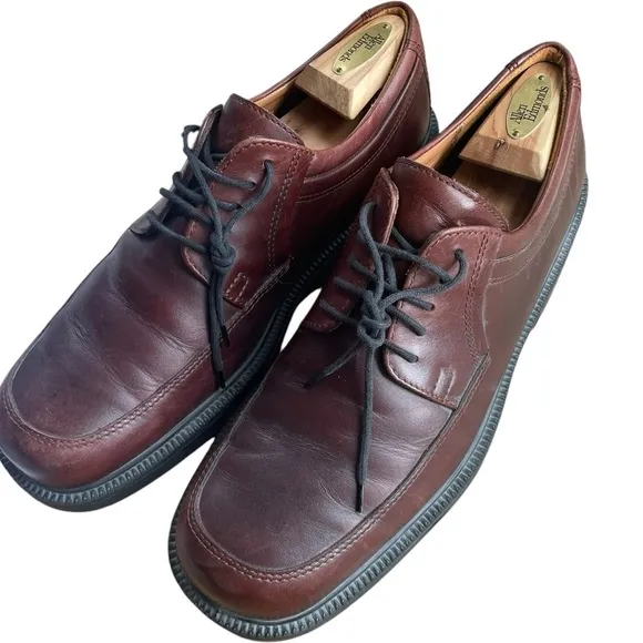 Men's Ecco Brown Leather Lace Up Oxford Shoes and Cedar Shoe Tree- Size 12
