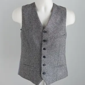 Men's Herringbone Tweed Wool Vest Heart and Dagger size 40R Brown and Gray