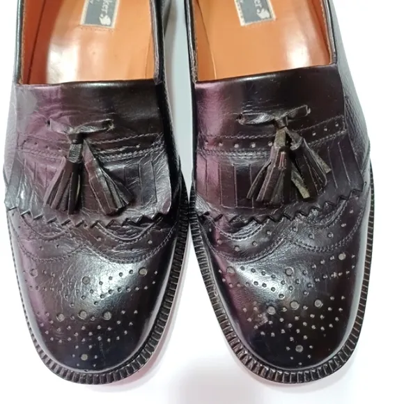 Mens' Italian Leather Wingtip Loafers Shoes