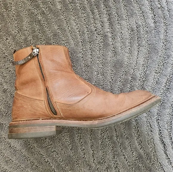 Mens leather boots- brown with side zip closure N.D.C made by hand.