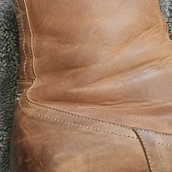 Mens leather boots- brown with side zip closure N.D.C made by hand.