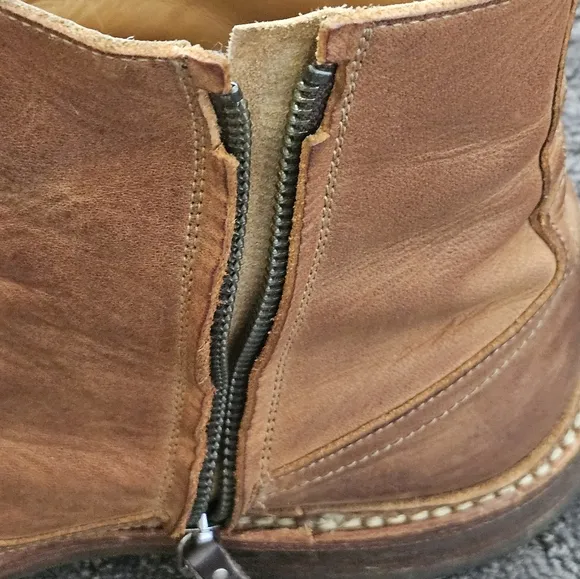 Mens leather boots- brown with side zip closure N.D.C made by hand.