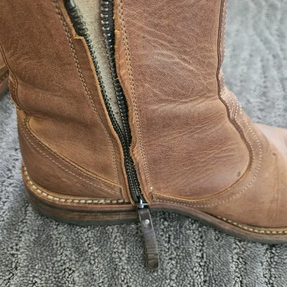 Mens leather boots- brown with side zip closure N.D.C made by hand.