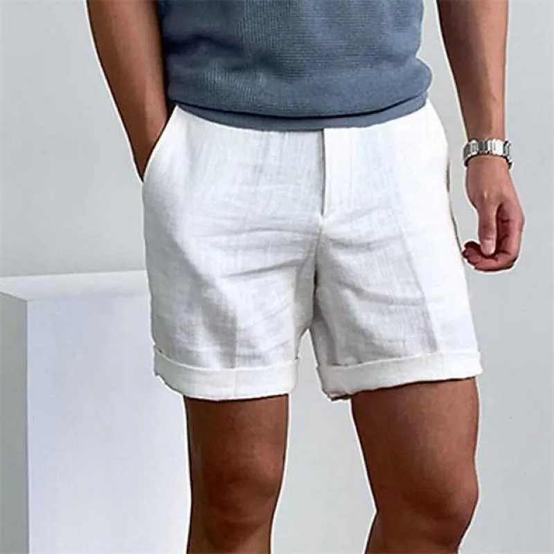 Men’s Linen Shorts – Rolled Hem – Lightweight Fabric – Summer Comfort