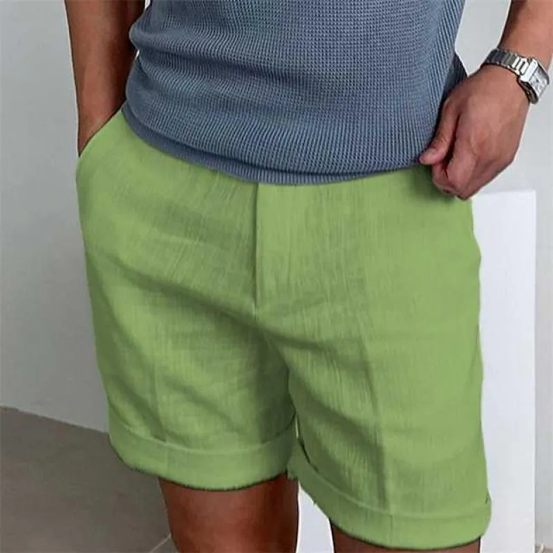 Men’s Linen Shorts – Rolled Hem – Lightweight Fabric – Summer Comfort