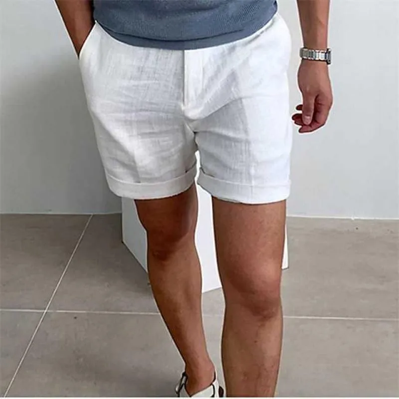 Men’s Linen Shorts – Rolled Hem – Lightweight Fabric – Summer Comfort