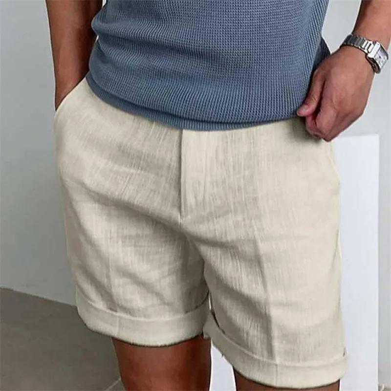 Men’s Linen Shorts – Rolled Hem – Lightweight Fabric – Summer Comfort