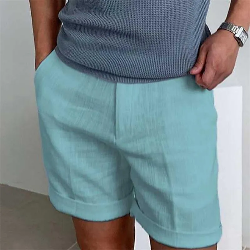Men’s Linen Shorts – Rolled Hem – Lightweight Fabric – Summer Comfort